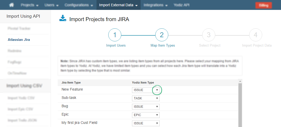 Import-Project-data-Mapping