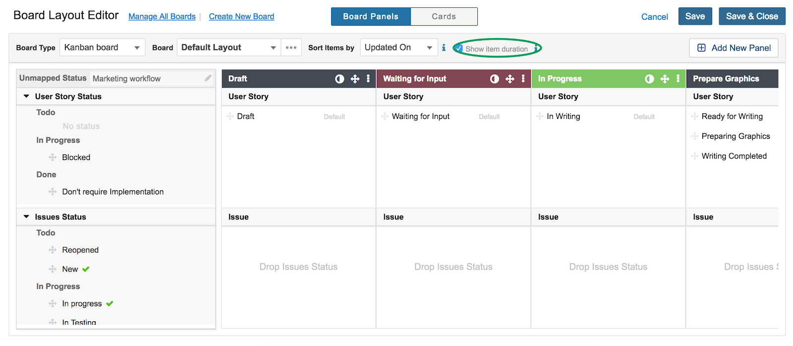 enable time tracking on Kanban Board